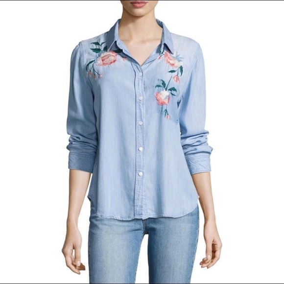Rails Chambray Button-Down with Floral Embroidery - Picture 1 of 5